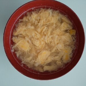鶏ハム茹で汁の残りで☆卵とコーンの中華スープ☆